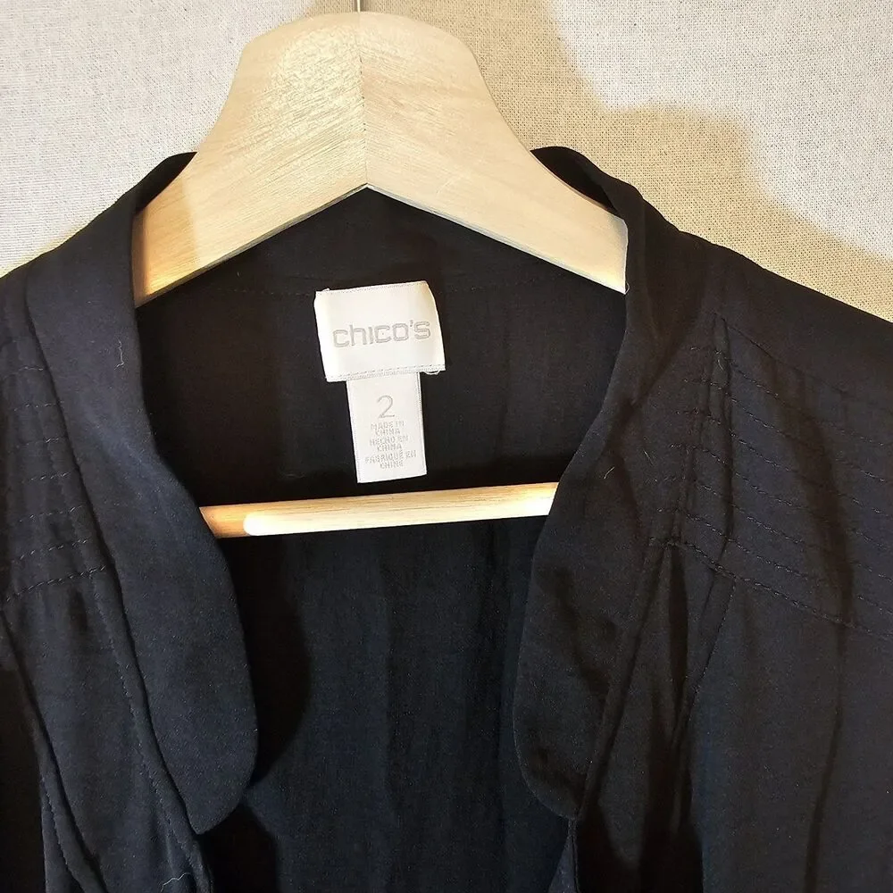 Chico's Black Layered Vest Open Front Exposed Zipper 2 = LARGE - Picture 4 of 9